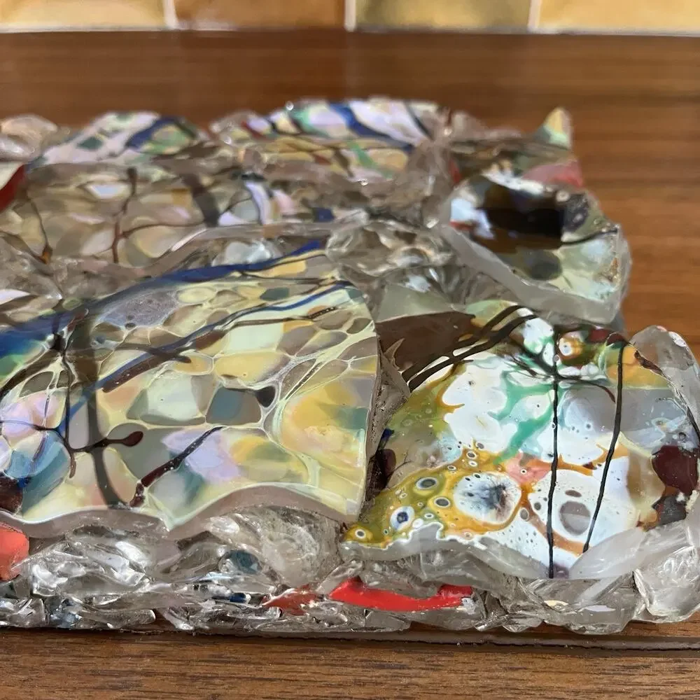 Murano Glass Shards Art Piece Paperweight Trivet Display 7.5